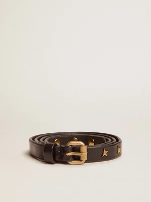 Best Cinto feminino de couro preto com tachas em forma de estrela MULHER Cintos