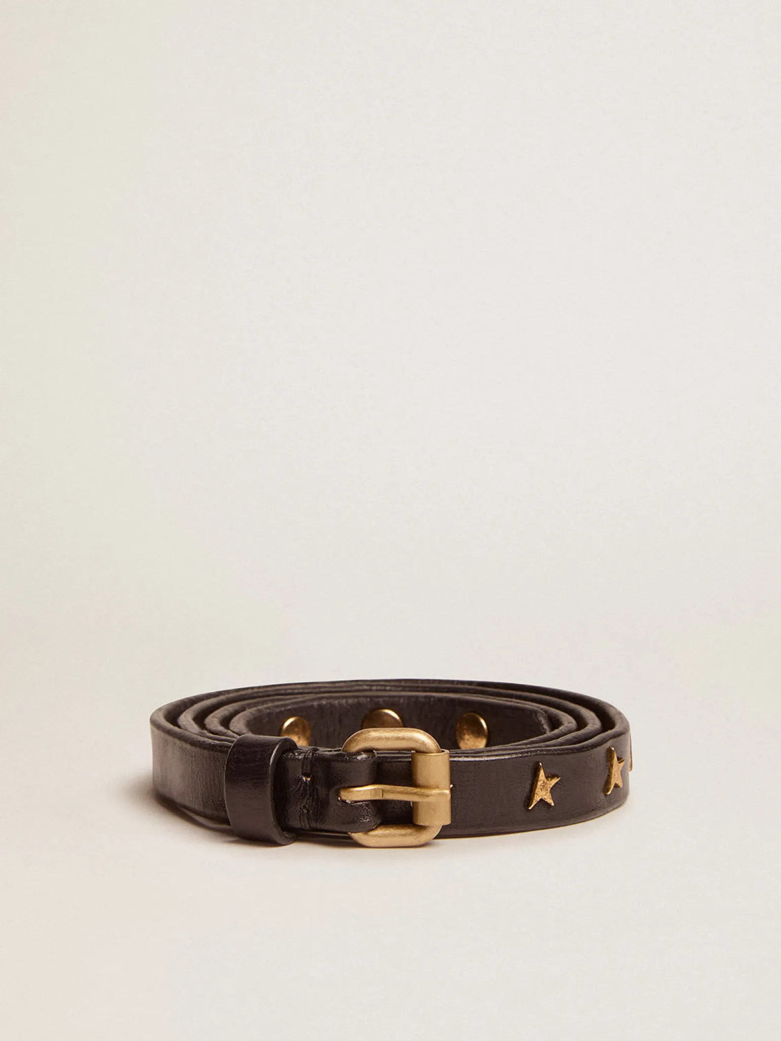 Best Cinto feminino de couro preto com tachas em forma de estrela MULHER Cintos