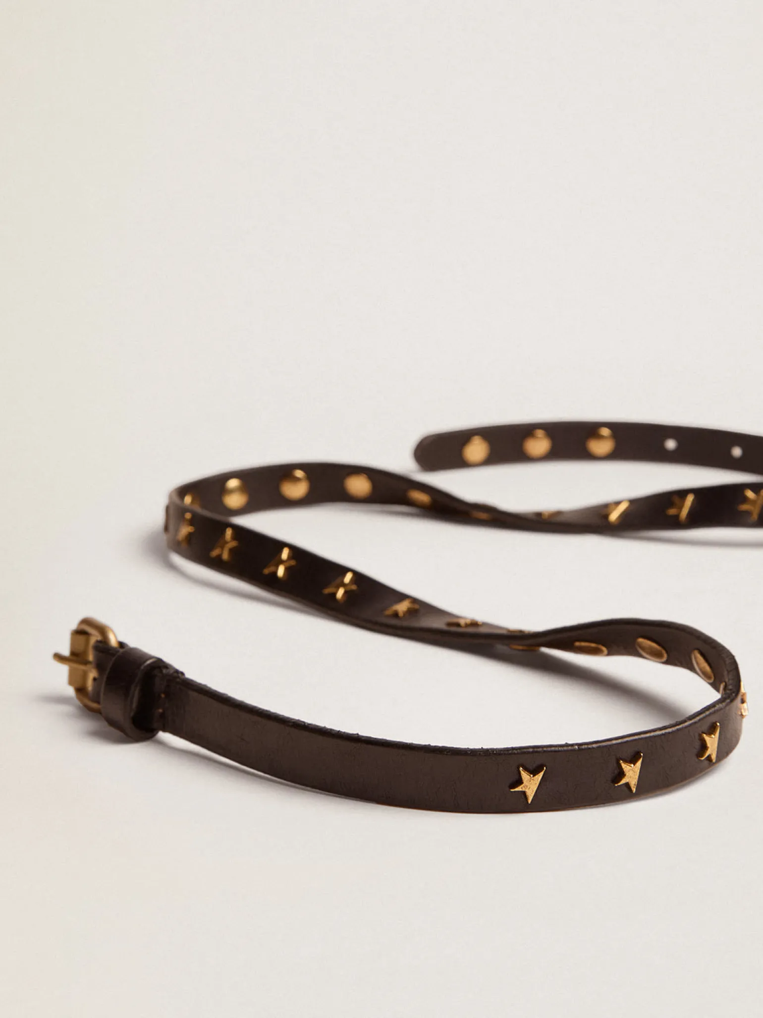Best Cinto feminino de couro preto com tachas em forma de estrela MULHER Cintos