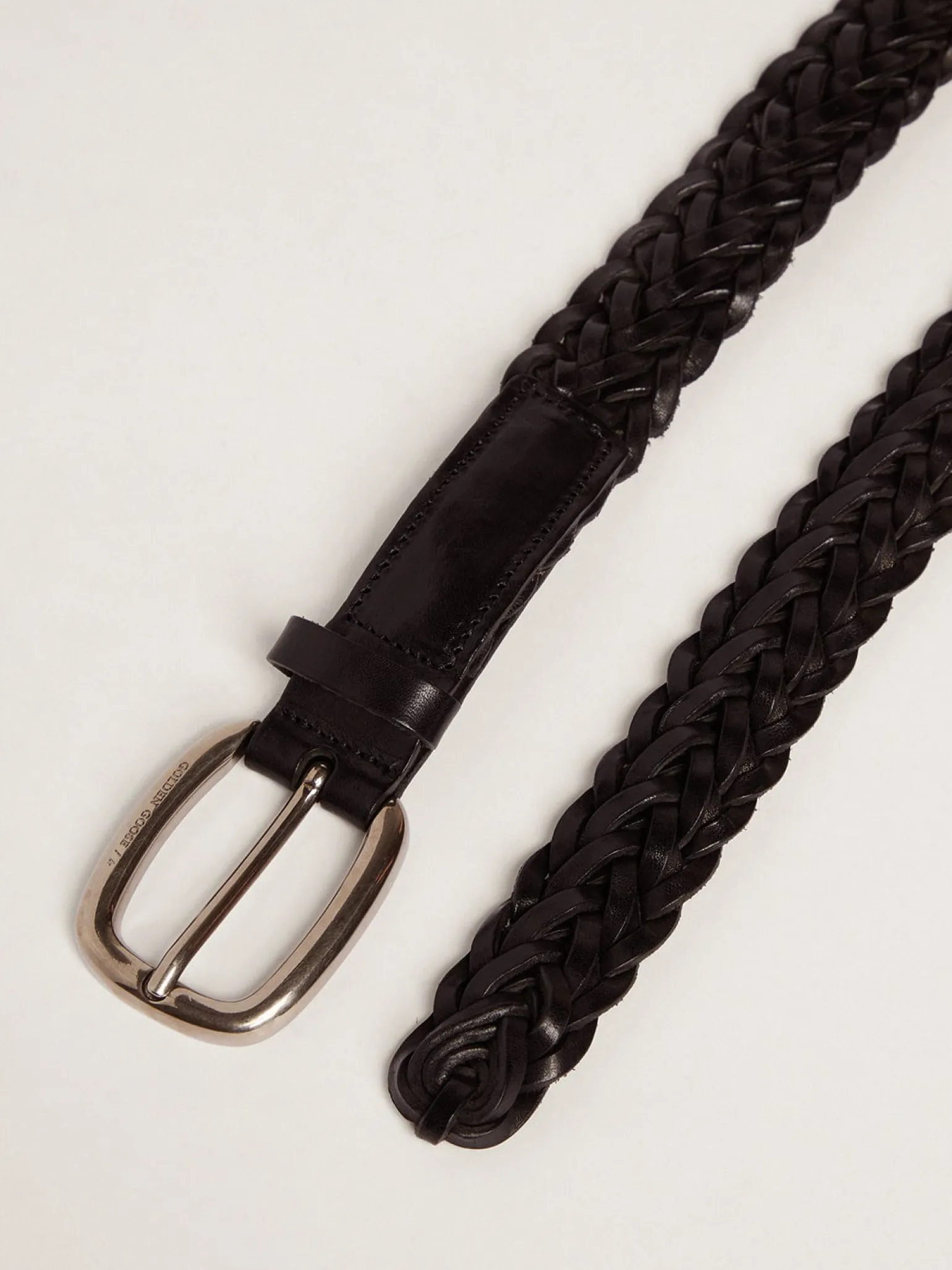 Clearance Cinto masculino de couro preto entrelaçado Cintos