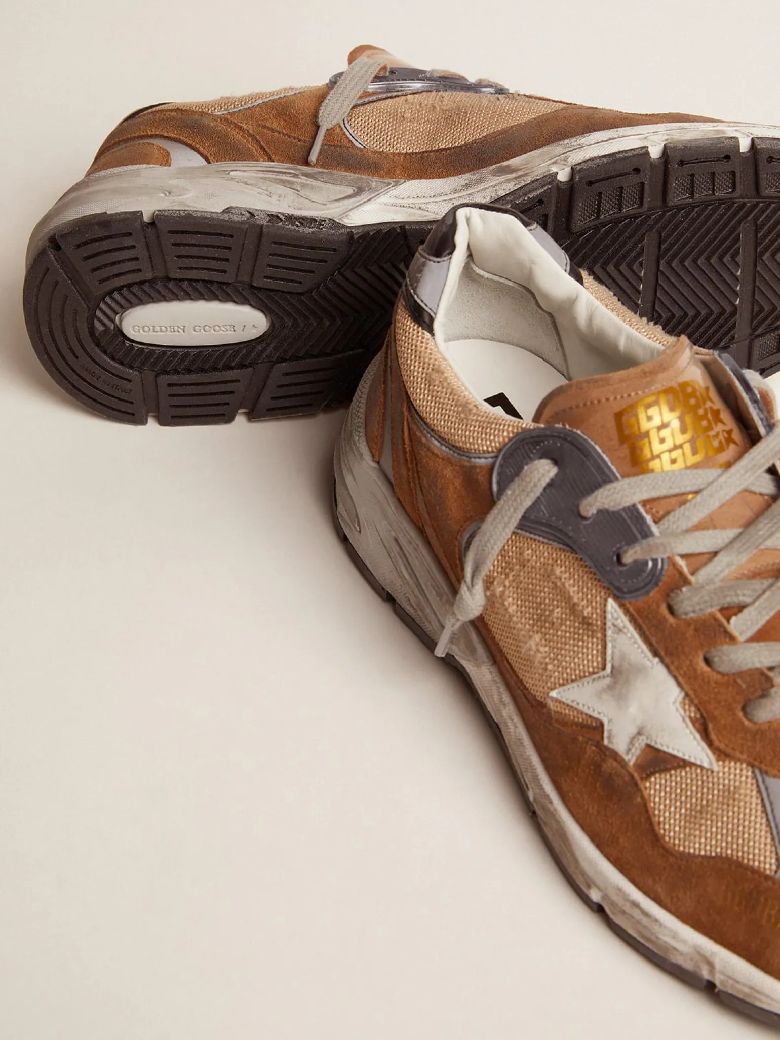 Outlet Dad-Star masculino de tela e suede cor tabaco com estrela branca Dad-Star