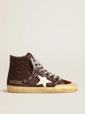 Shop Francy Penstar de glitter marrom com estrela de couro branco MULHER Francy