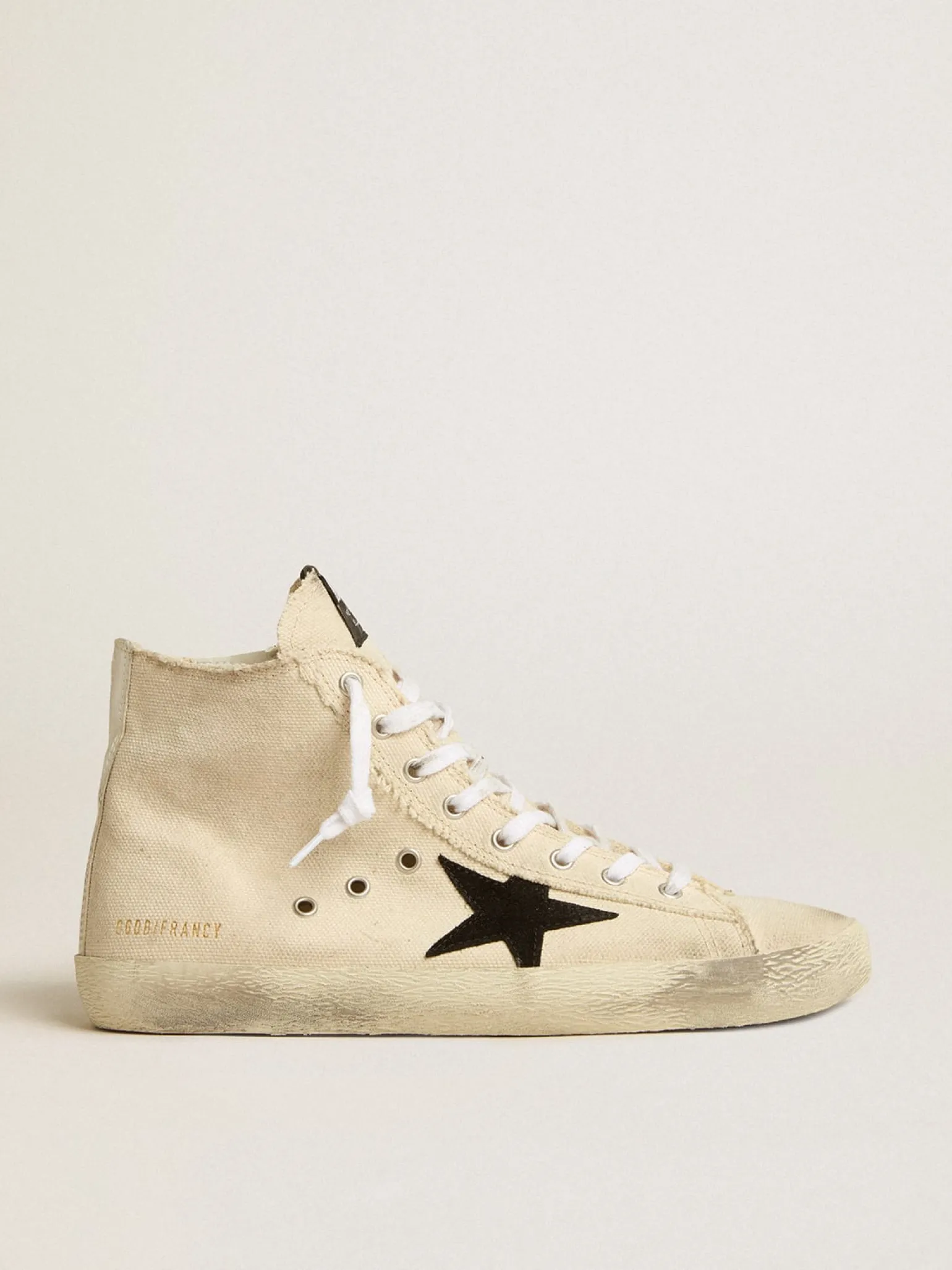 Best Sale Francy Penstar de lona com estrela de suede preto e talão de couro Francy