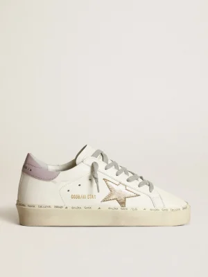 Hot Hi Star branco com estrela dourada e talão de naplak lilás MULHER Hi Star