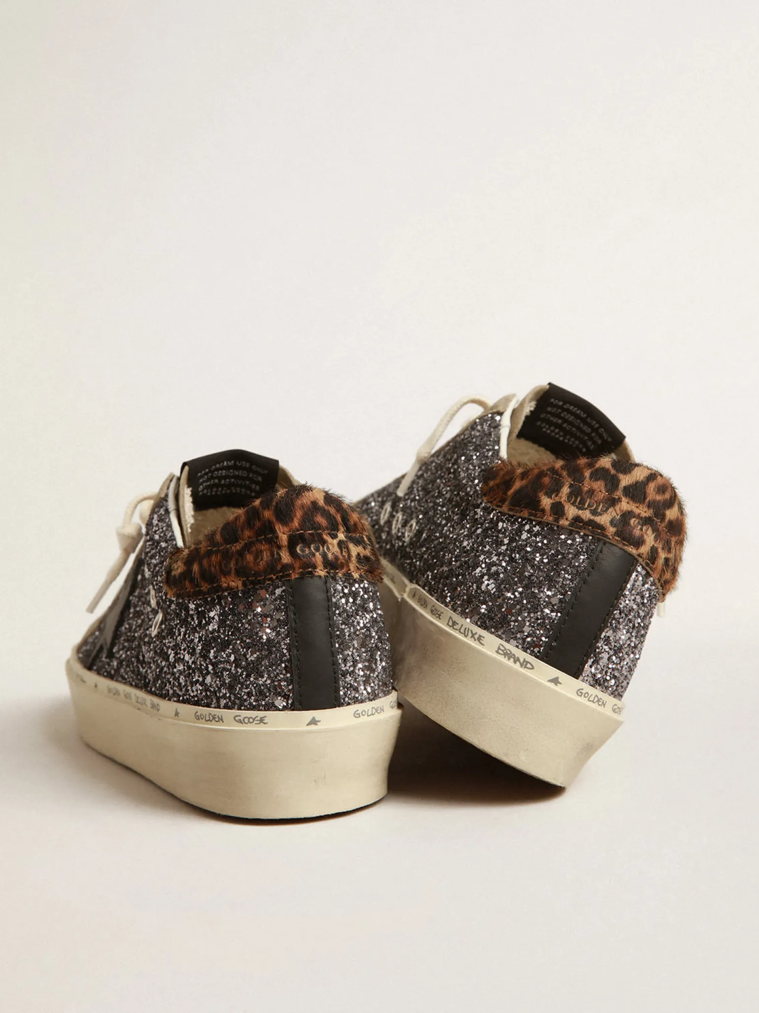 Fashion Hi Star de glitter cinza escuro com estrela de couro preto MULHER Hi Star