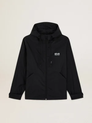 Outlet Jaqueta corta-vento masculina com logo e estrela brancos em contraste Casacos e blusões