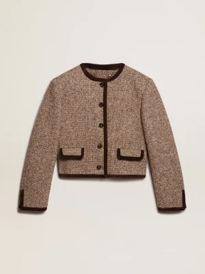 Store Jaqueta cropped marrom com fecho com botões MULHER Casacos e blusões