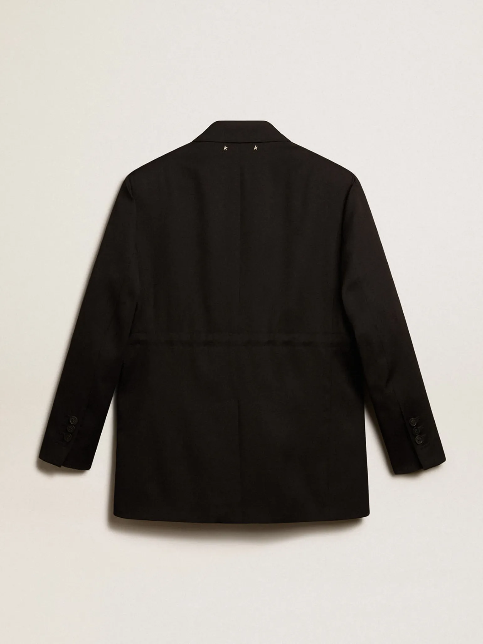 Shop Jaqueta smoking feminina em gabardine de lã preta MULHER Blazers