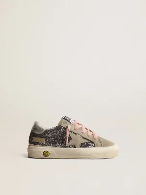 Fashion May Junior de glitter antracite com estrela de suede havana-rosado Meninas pequenas (1-3 anos)