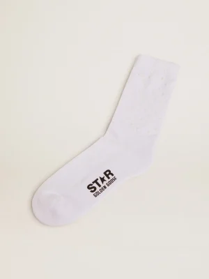 Flash Sale Meias brancas com estrelas 3D e logo em contraste MULHER Meias | Meias