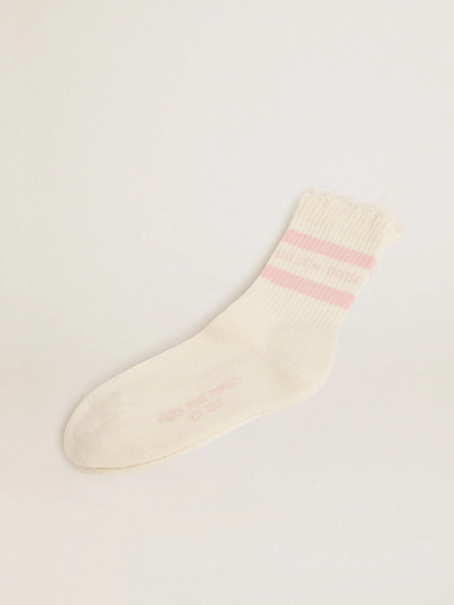 Best Meias brancas com tratamento desgastado com logo e listras rosa bebê MULHER Meias | Meias