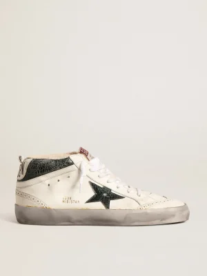 Clearance Mid Star com estrela de couro metálico verde e lista branca Mid Star