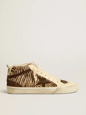 Online Mid Star de couro cavalinho zebrado com estrela de suede e lista marrom MULHER Mid Star