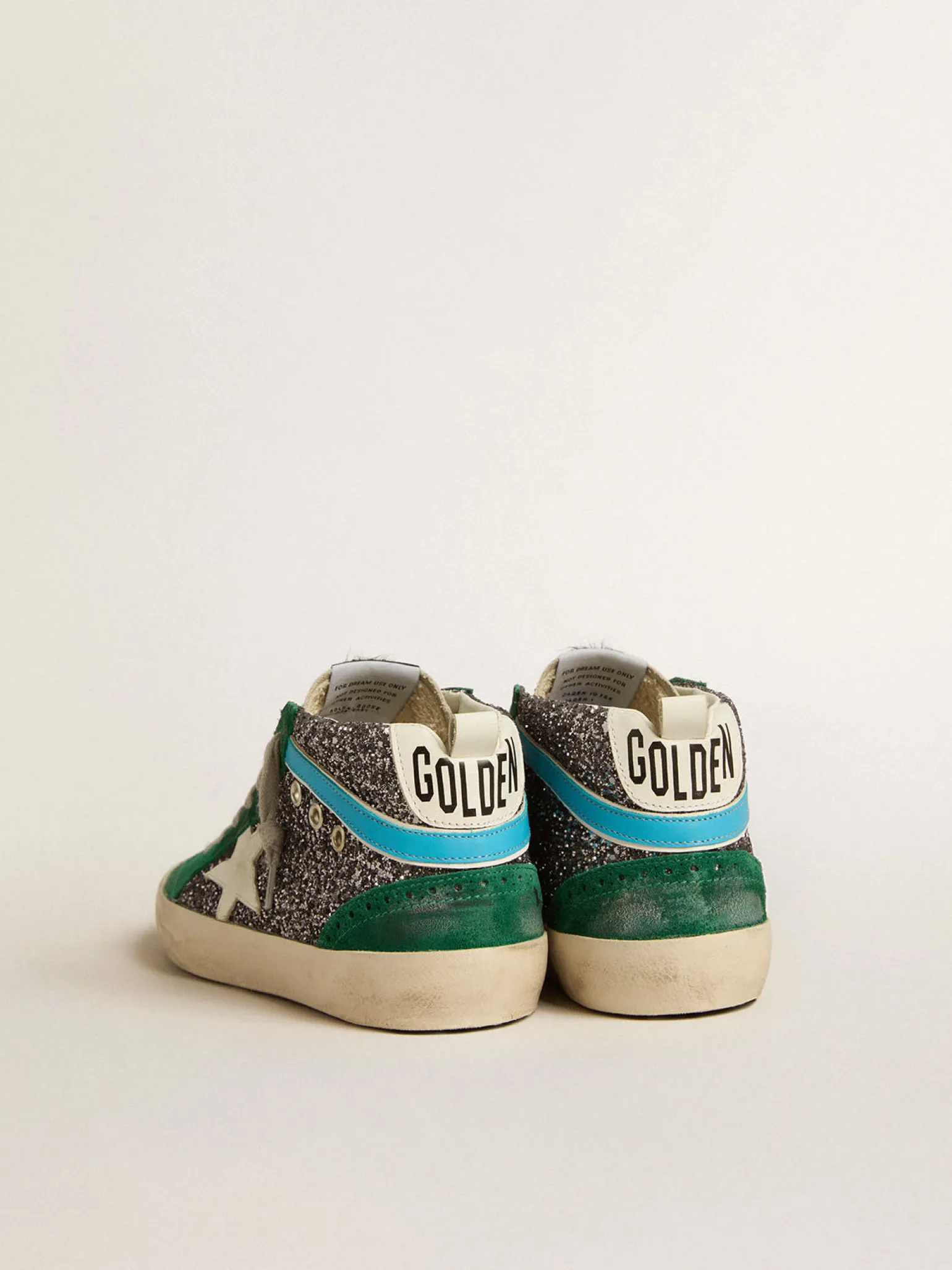 New Mid Star de glitter antracite com estrela de couro e lista azul MULHER Mid Star