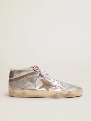 Clearance Mid Star feminino de couro metálico prateado com estrela havana-rosado MULHER Mid Star