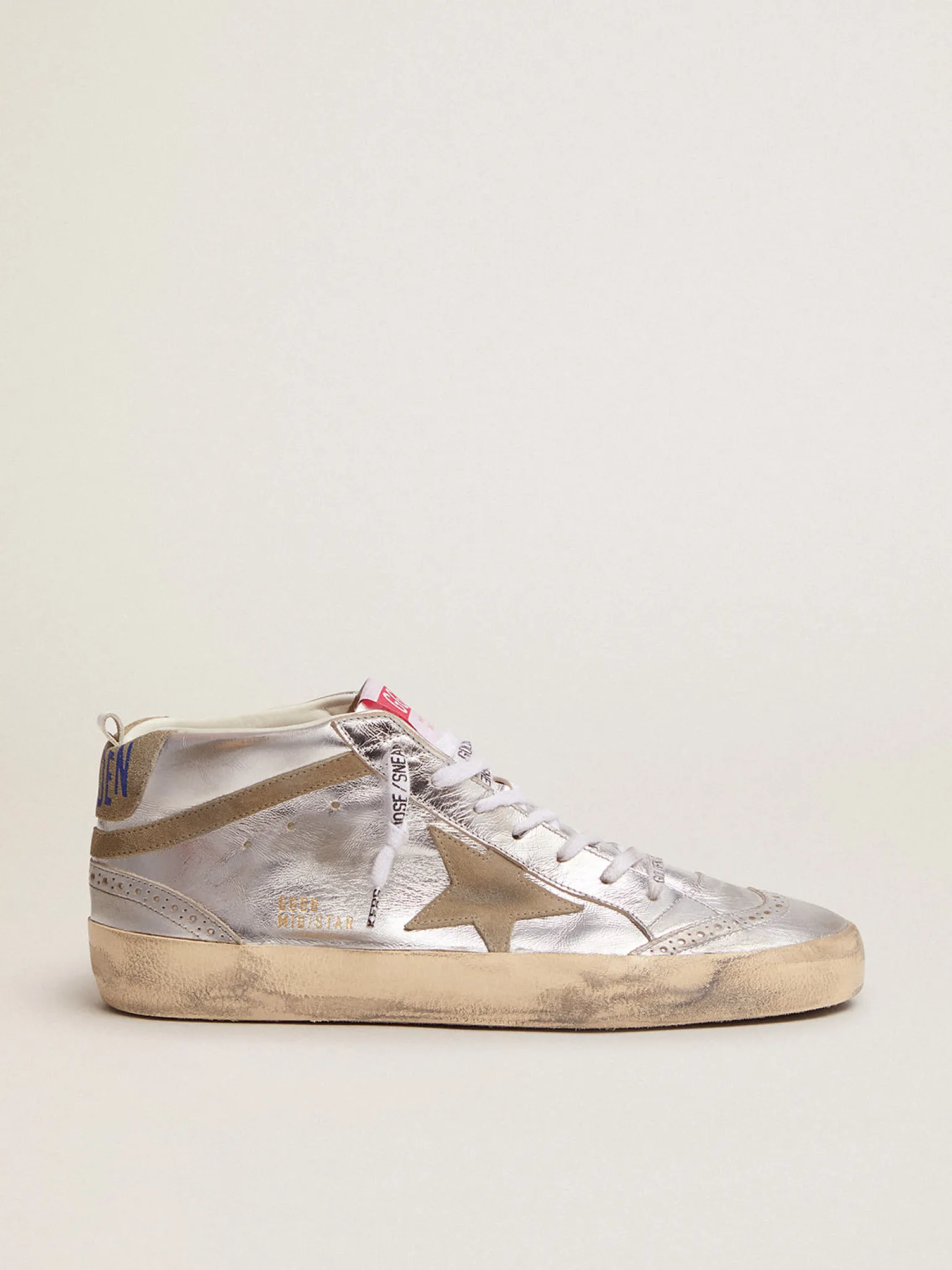 Clearance Mid Star feminino de couro metálico prateado com estrela havana-rosado MULHER Mid Star