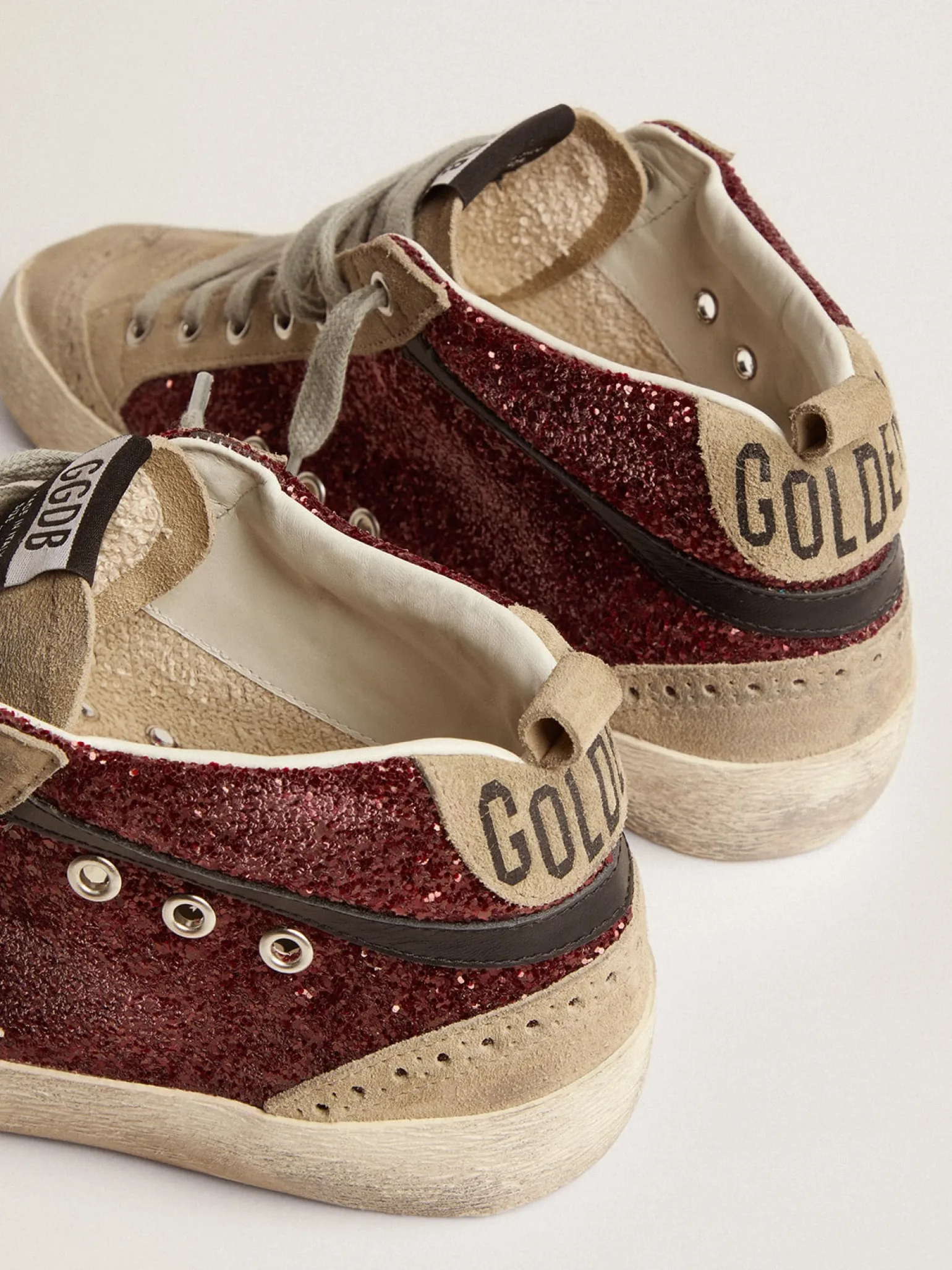 Best Mid Star feminino em glitter bordô com inserções cinza e estrela branca MULHER Mid Star