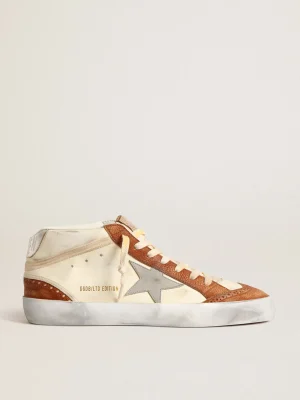New Mid Star LTD com estrela de couro cinza e lista de algodão bege Mid Star