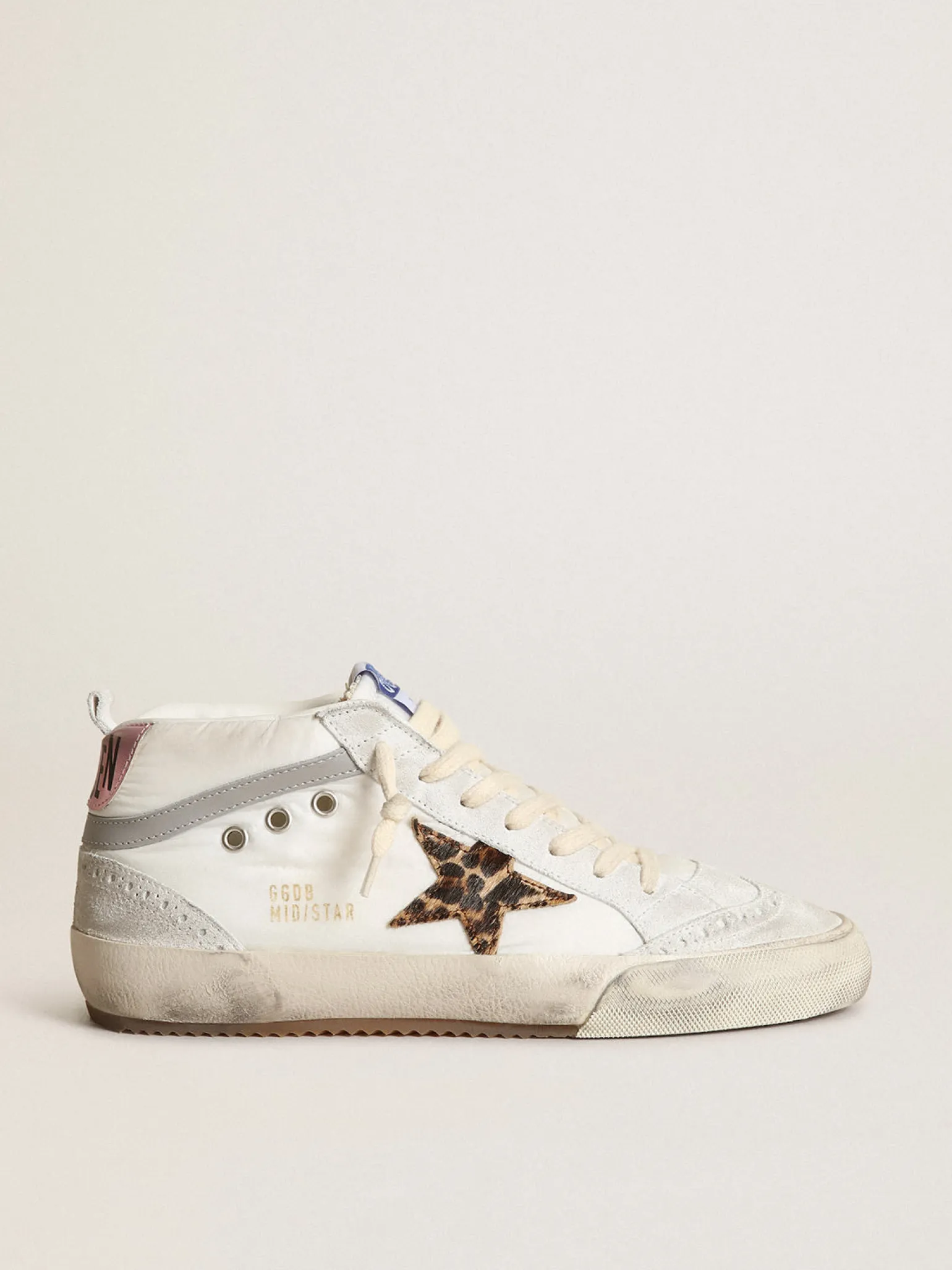 Discount Mid Star LTD feminino de náilon branco com estrela de couro cavalinho leopardo MULHER Mid Star