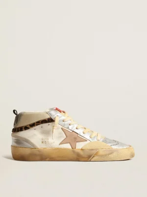 Hot Mid Star LTD, inserções de couro metálico prateado e estrela rosa MULHER Mid Star