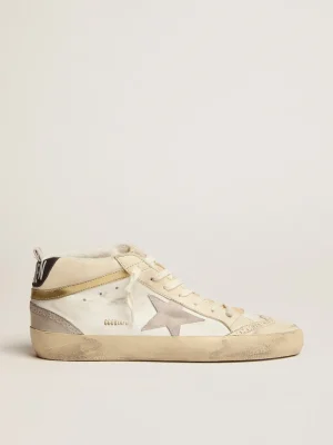 Online Mid Star Masculino com estrela de suede cinza claro e lista dourada Mid Star