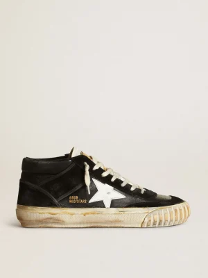 Online Mid Star Masculino de napa e suede pretos com estrela branca Mid Star