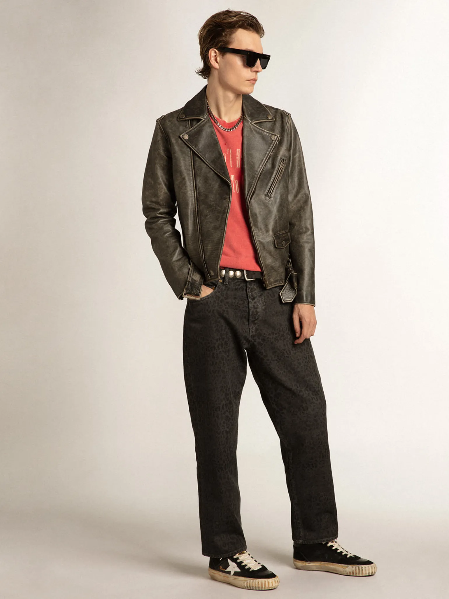 Online Mid Star Masculino de napa e suede pretos com estrela branca Mid Star