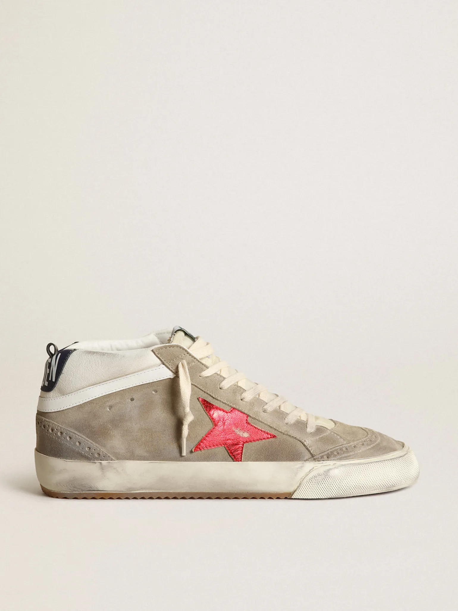 Online Mid Star masculino de suede havana-rosado e estrela de couro vermelho Mid Star