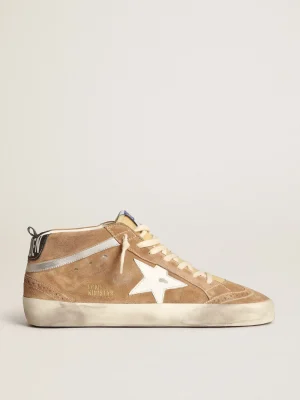 Hot Mid Star masculino de suede cor tabaco com estrela de couro branco Mid Star