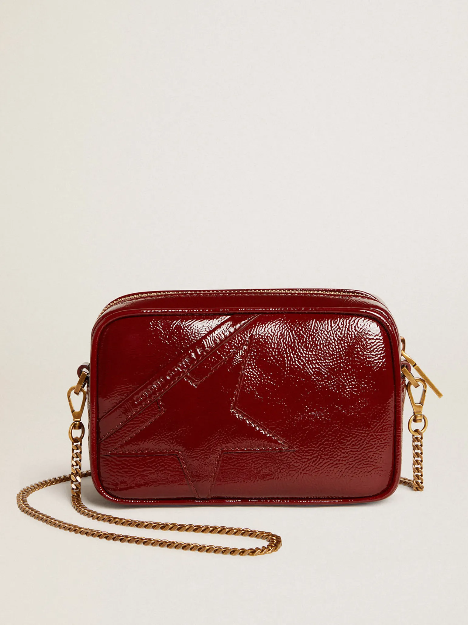 Fashion Mini Star Bag de couro envernizado bordô e estrela tom sobre tom MULHER Minibolsas