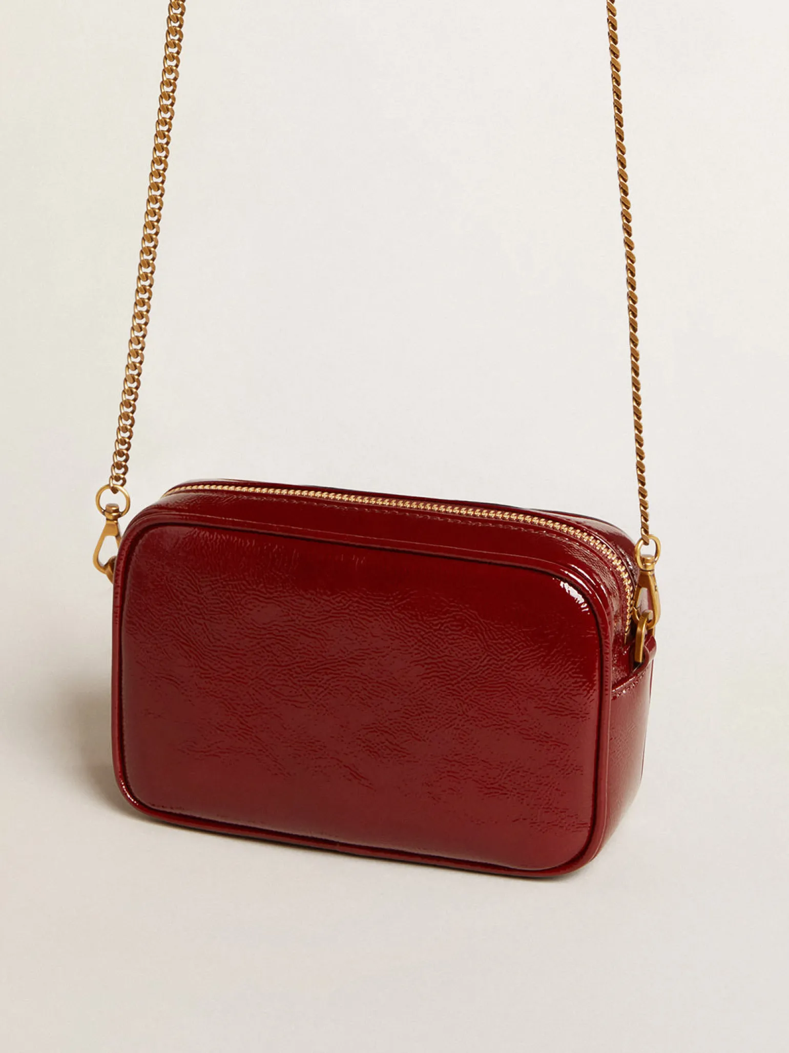 Fashion Mini Star Bag de couro envernizado bordô e estrela tom sobre tom MULHER Minibolsas