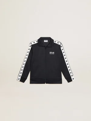 Cheap Moletom azul-escuro com zíper e fita branca e estrelas em contraste Roupas de cima (4-12 years)