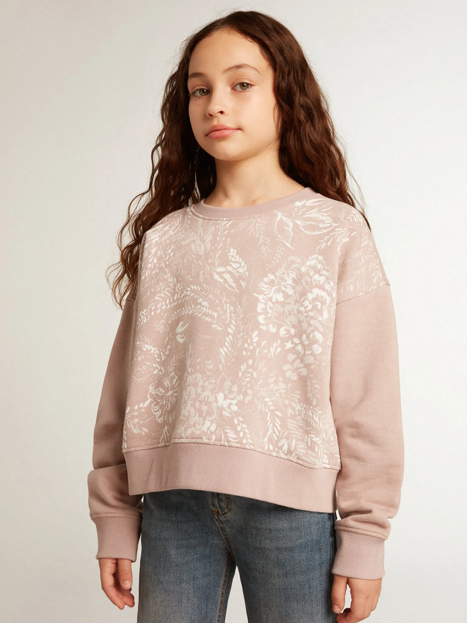 Cheap Moletom cropped de algodão rosa com estampa toile de jouy Roupas de cima (4-12 years)