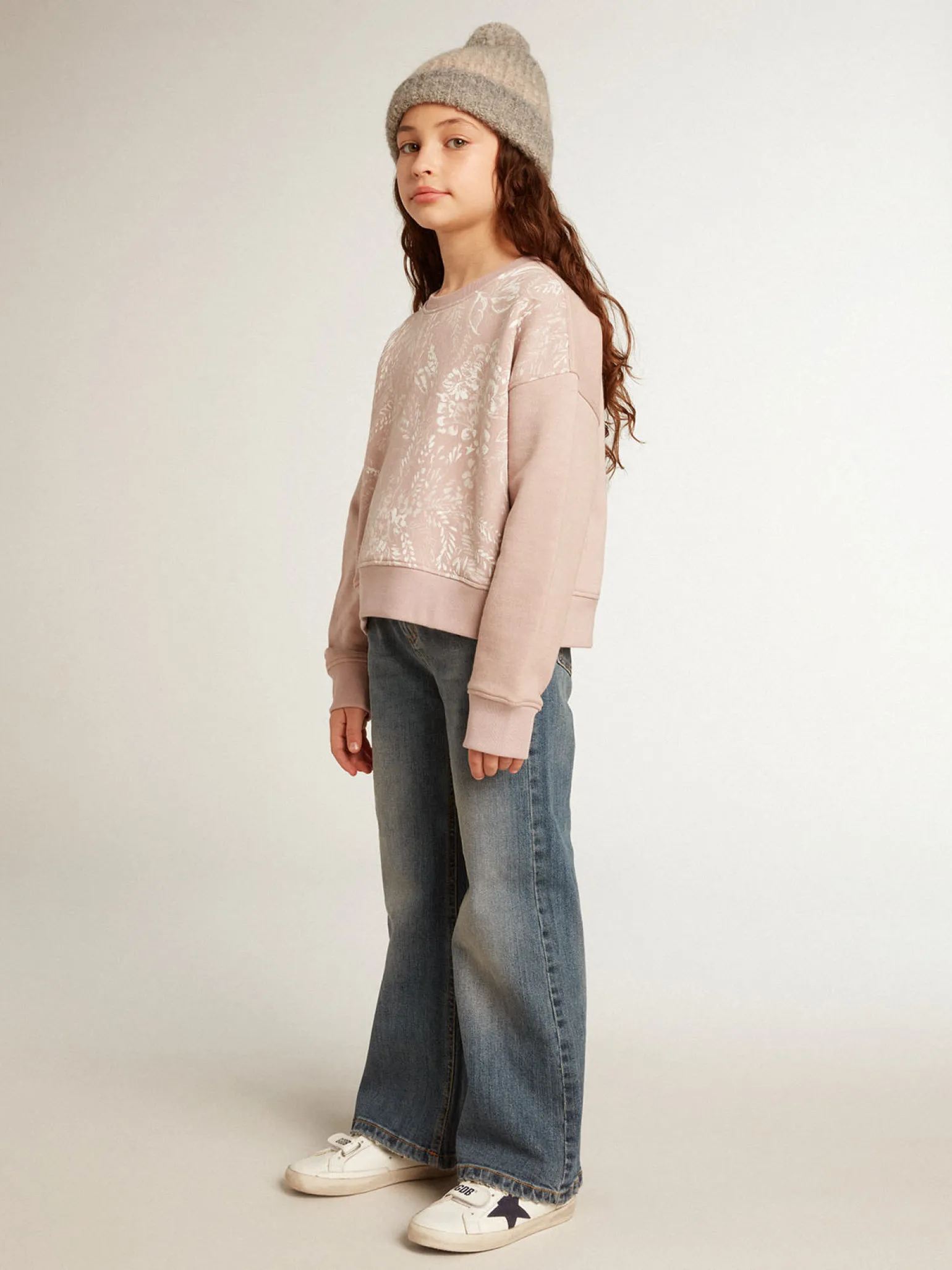Cheap Moletom cropped de algodão rosa com estampa toile de jouy Roupas de cima (4-12 years)