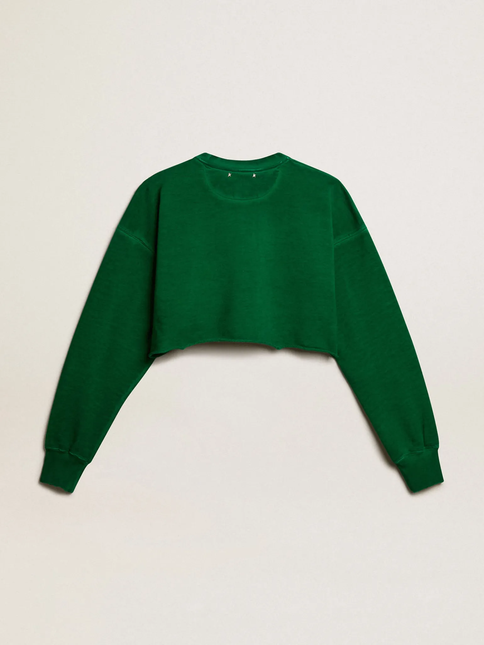 Shop Moletom cropped de gola redonda de algodão verde MULHER Moletons