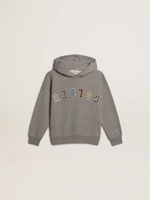 New Moletom infantil masculino com capuz de algodão cinza Roupas de cima (4-12 years)