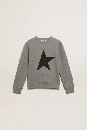 New Moletom infantil masculino cinza com maxiestrela preta na frente Roupas de cima (4-12 years)