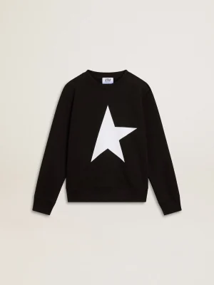 Store Moletom infantil masculino preto com maxi estrela branca na frente Roupas de cima (4-12 years) | Roupas de cima (4-12 years)