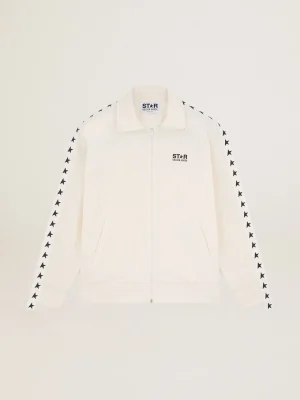 Discount Moletom masculino cor de papiro com zíper e estrelas pretas Moletons