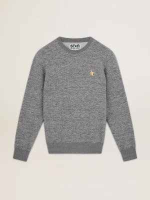 Best Sale Moletom masculino de algodão cinza mescla com estrela dourada na frente Moletons