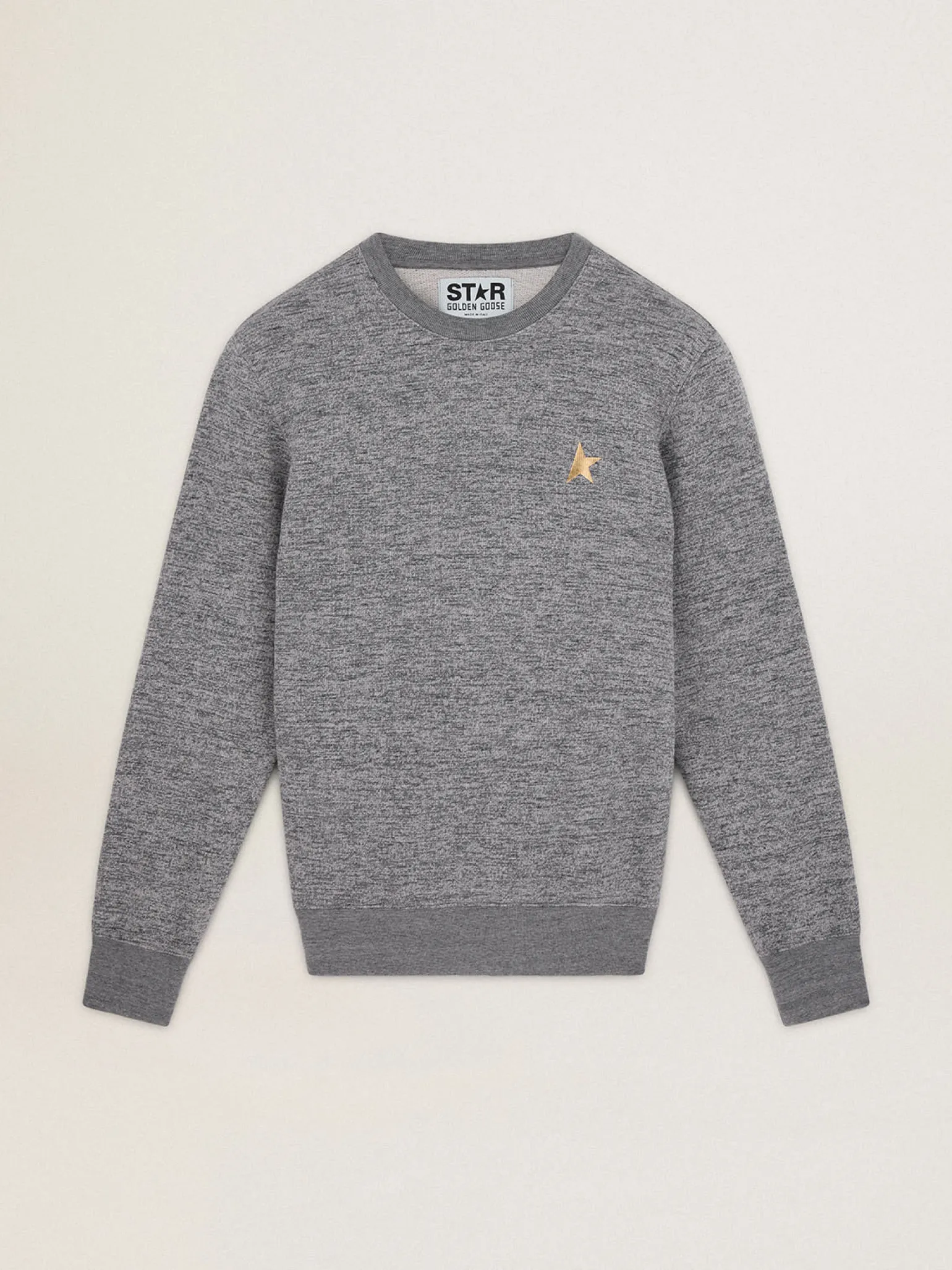 Best Sale Moletom masculino de algodão cinza mescla com estrela dourada na frente Moletons