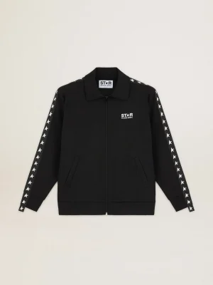 Best Moletom masculino preto com zíper com estrelas brancas Moletons