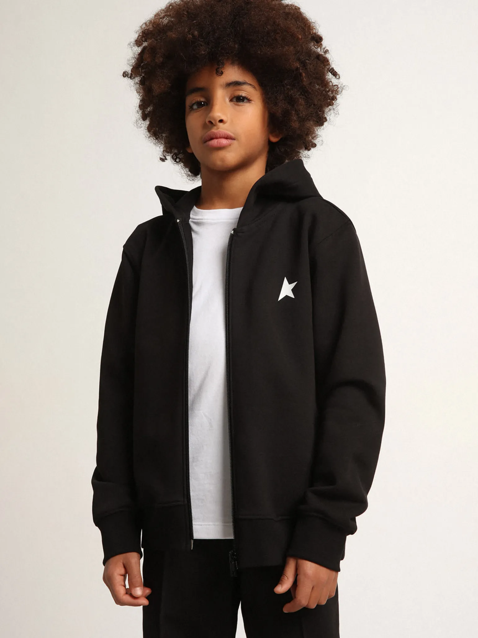 Best Moletom preto com capuz e estrela e logo brancos em contraste Roupas de cima (4-12 years) | Roupas de cima (4-12 years)