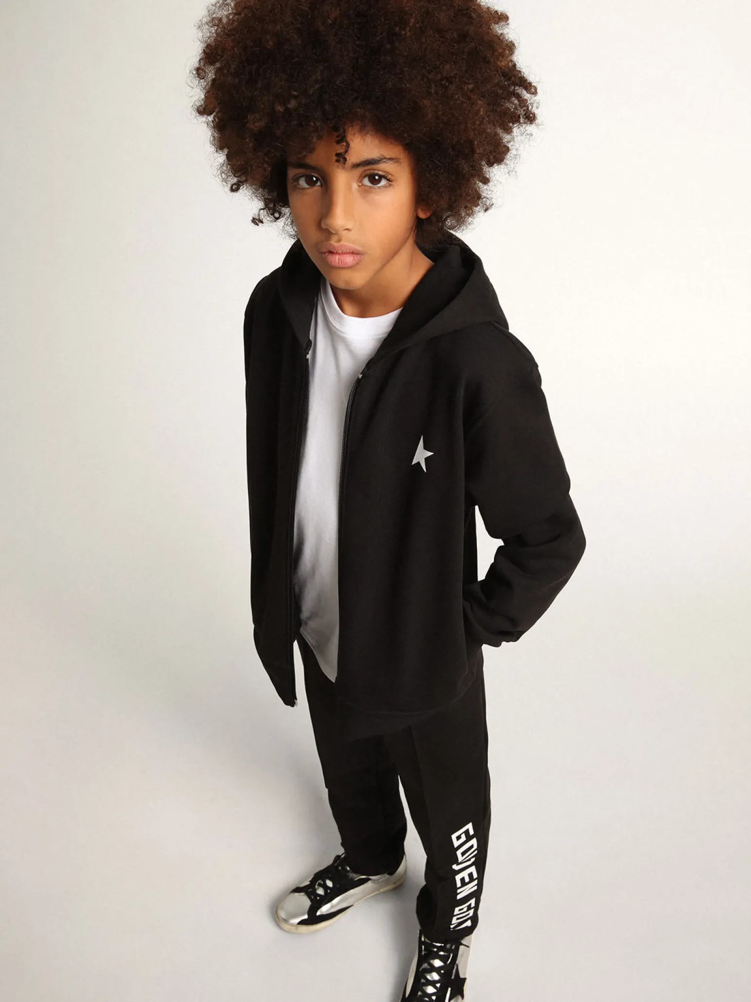 Best Moletom preto com capuz e estrela e logo brancos em contraste Roupas de cima (4-12 years) | Roupas de cima (4-12 years)
