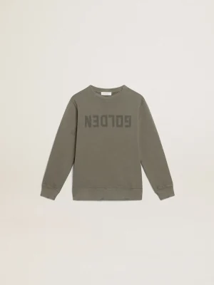 Clearance Moletom verde-oliva com tratamento desgastado com a inscrição Golden Roupas de cima (4-12 years)