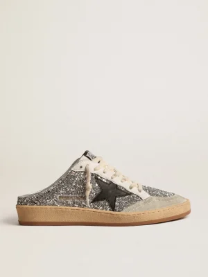 Discount Mule Ball Star de glitter prateado com estrela de couro preto MULHER Ball Star