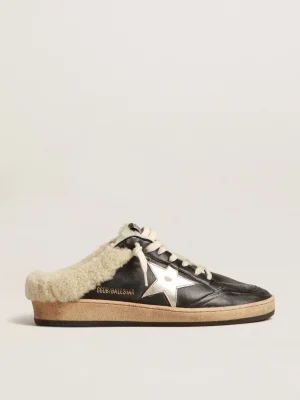 Clearance Mule Ball Star de napa com estrela platinada e forro de shearling MULHER Ball Star
