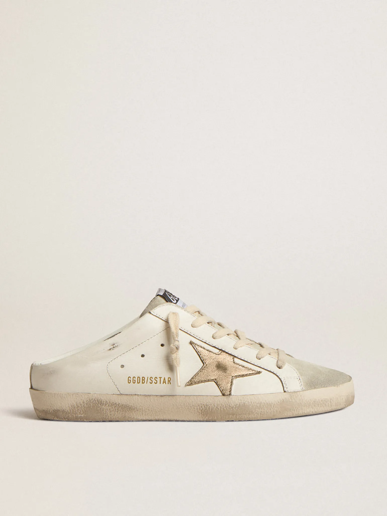 Sale Mule Super-Star com estrela platinada e lingueta de suede gelo MULHER Super-Star Sabot