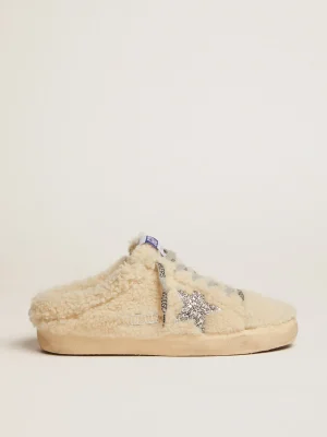 Flash Sale Mule Super-Star feminino de shearling branco e estrela de glitter MULHER Super-Star Sabot