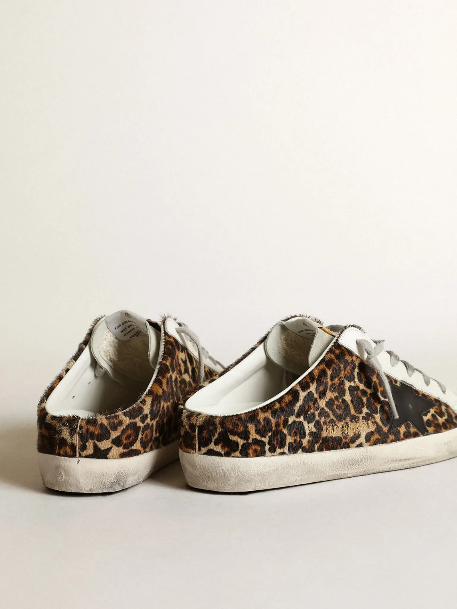 New Mule Super-Star feminino de cavalinho leopardo com estrela preta MULHER Super-Star Sabot